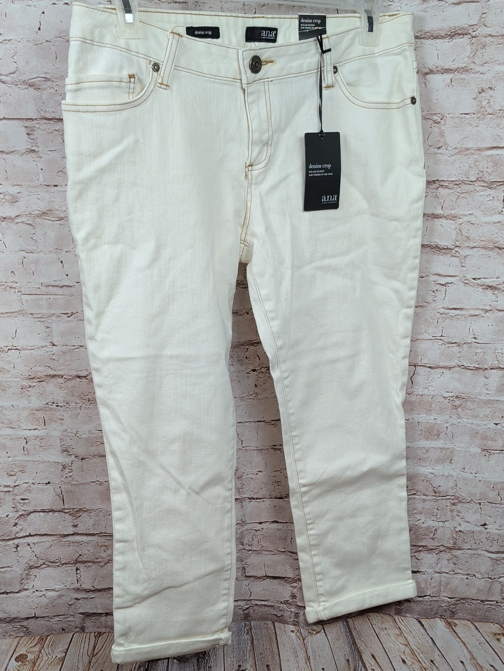 ANA Women's Cream Denim Crop Jeans Size 12 New Nwt